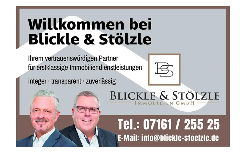 Blickle & Stölzle Immobilien GmbH – Anzeige in der Vereinszeitung des TC Faurndau