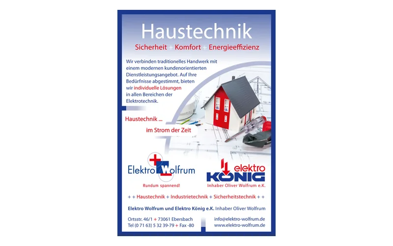 Elektro Wolfrum – Anzeige in der Vereinszeitung des TC Faurndau